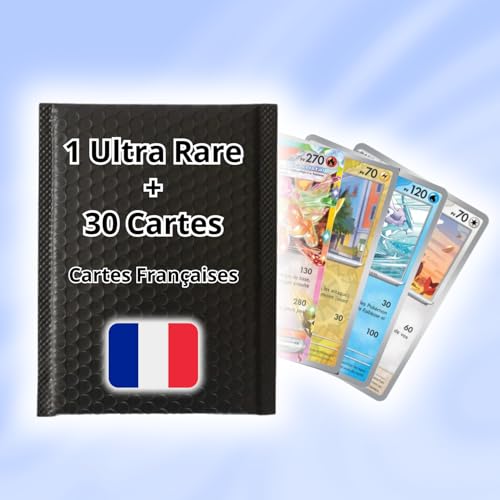 Lot de 31 Cartes – 1 Ultra Rare (EX, V, GX…) + 30 Classiques Dont 5 Brillantes & 5 Dresseurs – Authentiques en Français sans Doubles