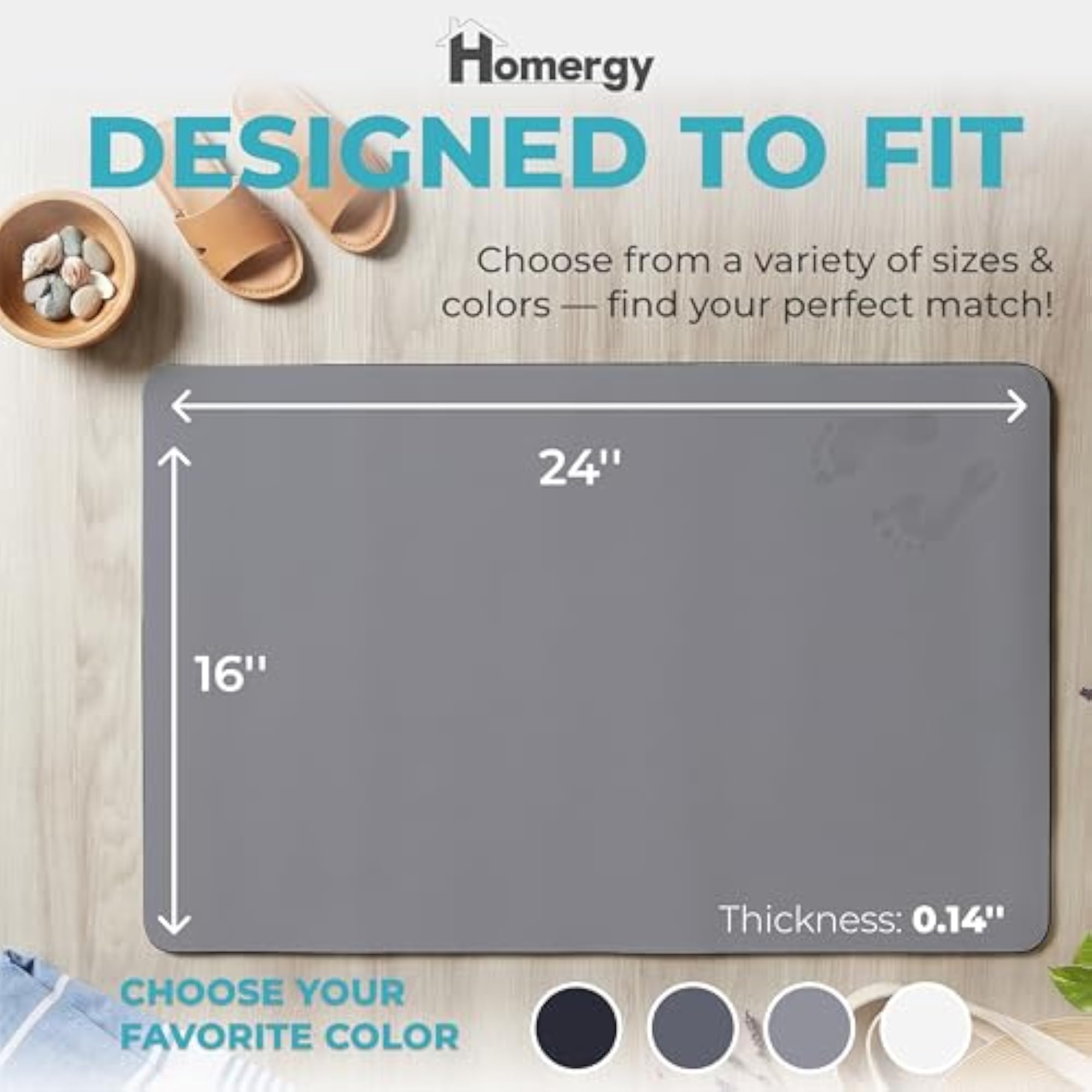 Non-Slip Bath Mat for Bathroom, Quick Dry
