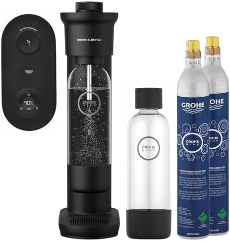 Bild 7 - GROHE Blue Fizz, Wassersprudler Starter Set (3 einstellbare Sprudel-Stufen, ohne CO2 Flasche, 1x 0,85l Wasserflasche + Reinigungspulver), schwarz, 31943K00
