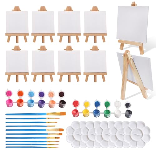 37 Piezas Mini Caballete Madera Plegable Borriquetas madera Triangular Caballete de Madera 8 * 15cm Lienzos para Pintar para Pintar DIY Decoración Regalos Navidad Fiesta Bautizo Cursos de Arte Boda