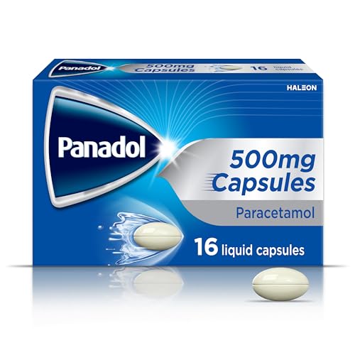 Panadol Paracetamol 500mg Liquid Capsules Targeted Pain Relief for Headache Back Pain Cold and Flu Aches or Fever Dental Pain Period Pain Rapidly Absorbed 16s