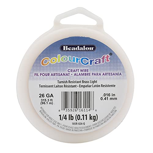 Beadalon ColourCraft Wire, 26 Gauge / 0.41 mm, Brass Light Color, Approx. 315 ft / 96 m