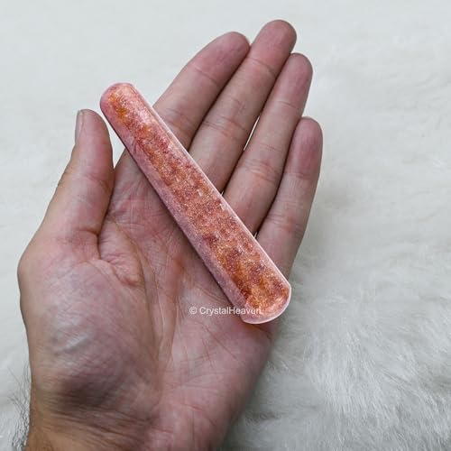 Image of Strawberry Quartz Crystal Wand - Smooth Crystal Wand for Energy Healing, Chakra Balancing, Meditation and Home Decor - Crystals and Healing Stones for Gift