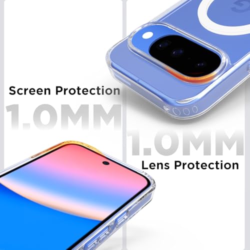 Image of RIGGEAR Shockproof Clear Hybrid Armor Magnetic Back Cover Case Compatible with MagSafe Accessories for Google Pixel 10 / Pixel 10 Pro (Transparent PC+TPU Bumper)
