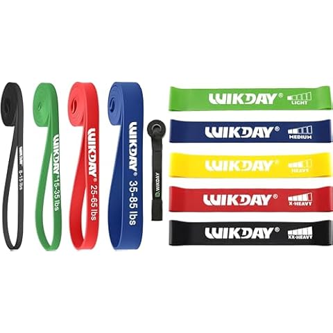 WIKDAY Resistance Bands for Working Out Exercise Loop Bands Set of 10 Pull Up Assistance Bands with Door Anchor for Body Stretching, Crossfit Training at Home/Gym for Men & Women Cover