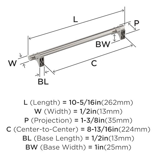Image of Amerock Davenport 8-13 /16 inch (224mm) Center-to-Center Satin Nickel Cabinet Pull, BP36619G10