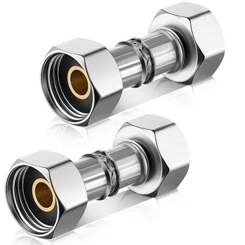 Image of Dreyoo 2 Pack RV Plumbing Fitting, 1 /2 Inch to 1 /2 Inch Metal Straight Adapter, RV Plumbing Hardware for Connecting Water Pump and Accumulator Tank