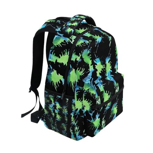 Black Green Tie Dye Backpack 3rd 4th 5th Grade School Bookbag Travel Laptop Daypack Bag Purse for Boys Girls Teens3