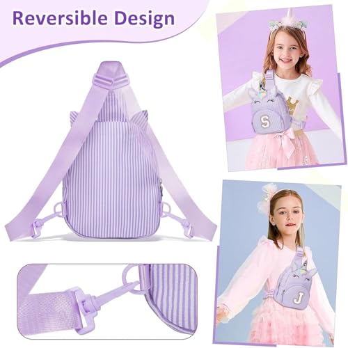Image of COSHAYSOO Purple Purse for Little Girls 3-5 4-6 6-8 8-10 Unicorn Birthday Party Easter Gifts for Kids Flower Girl Dance Recital Performance Travel Trip Favors Initial Letter K
