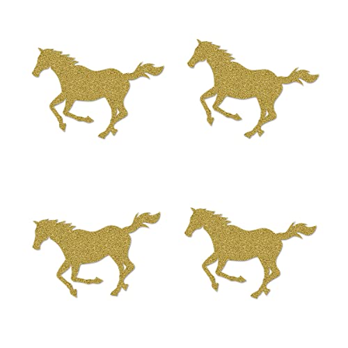 Gold Horse Cut-outs, 12-Pack Table Topper Double-sided Birthday Baby Shower Party Decorations