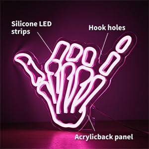 Image of Skeleton Hand Neon Sign,Shaka Skull Hand Neon Signs for Wall Decor Bedroom Home Decor Bar USB Powered LED Neon Light Art Neon Wall Sign Decoration Light