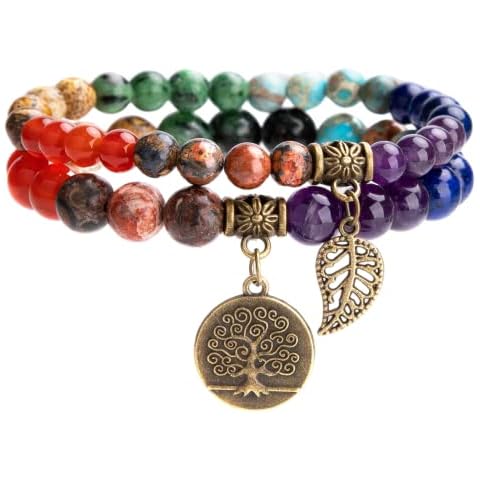 WULILONG Chakra Bracelets Healing Crystals Bracelet Women's Bracelets Natural Gemstones Yoga Reiki Bangle Crystal Meditation Energy Balancing Bracelets for Christmas Valentine's Day Gift Cover