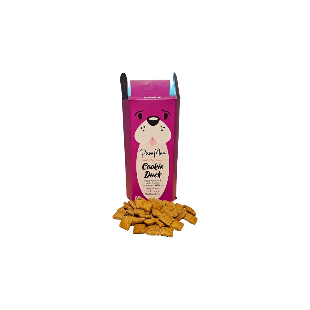 Paw MAX - Galletas de Pato Snacks Naturales para Perros, Chuches para Perros, Golosinas para Perro, Premios y recompensas para tu Mascota 80 gr (1 Pack)