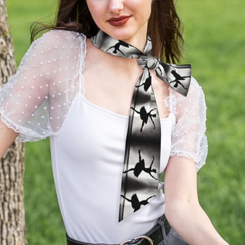 Ballerina Dance print Women Lightweight Neck Tie Silk Head Scarf for Hair Fashion Headwrap Handbag Accessories4