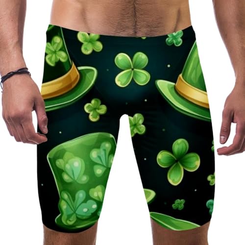 St Patrick's Day Swimsuit for Men & Boys,Competition Lap Swim Suit, Square Leg Endurance Training Multicoloured