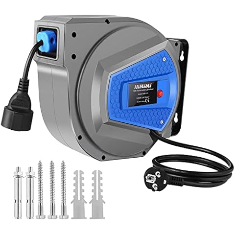 Himimi Carrete de Cable Automático de 15m + 1m con Protección de Sobrecalentamiento Cover