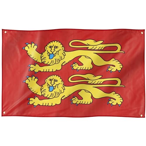 Runesol Drapeau de Basse-Normandie, 91x152cm, 3ft x 5ft, 4 Anneaux, œillet dans chaque coin, Drapeau régional, Région Normandie, Drapeaux Premium,...