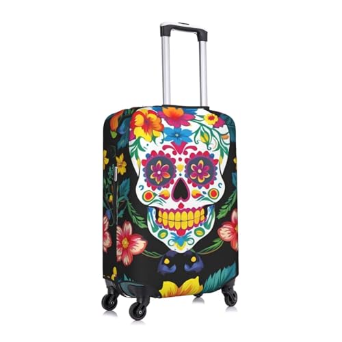 Sugar Skulls Flowers Print Fashionable Suitcase Cover Personalized Luggage Protector for Travel and Business3