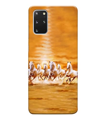 Image of Horse Running Painting Printed Hard Back Case Cover Compatible for Samsung Galaxy S20 Plus (Multicolor) - D1667