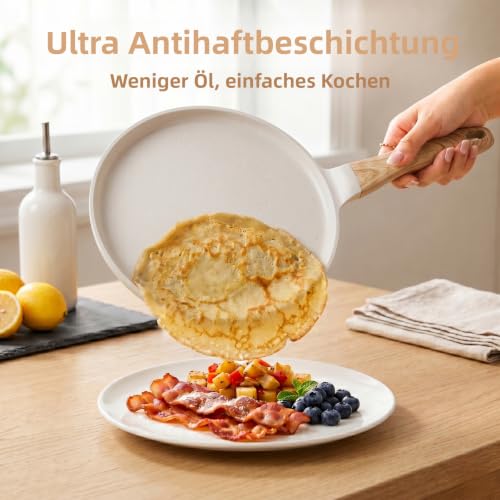 JEETEE Crepe Pfanne 24 cm, Pancake Pfanne für Induktion, Beige – Ansicht 3