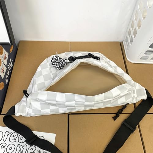 Checkered Crossbody Bag Knot Charms Large Canvas Checkered Bum Bag Spacious Bum Messenger Bags Alt Trendy Shoulder Bags 20253