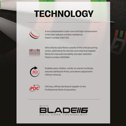 Cible Winmau Blade 6 Dual Core pour éviter les rebonds de fléchette - 6
