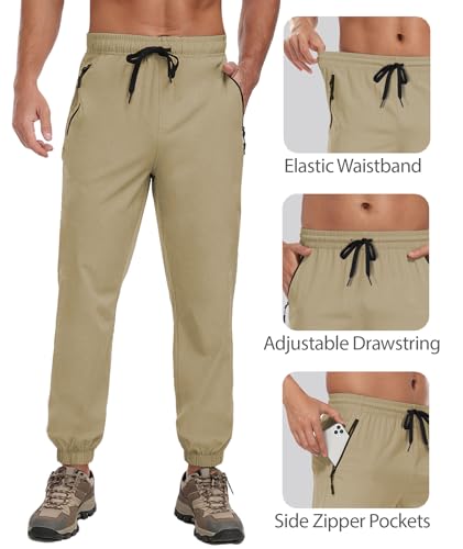 Mens Hiking Pants Waterproof UPF 50+ Lightweight Breathable Elastic Waist Quick Dry for Work Fishing HH24019M4
