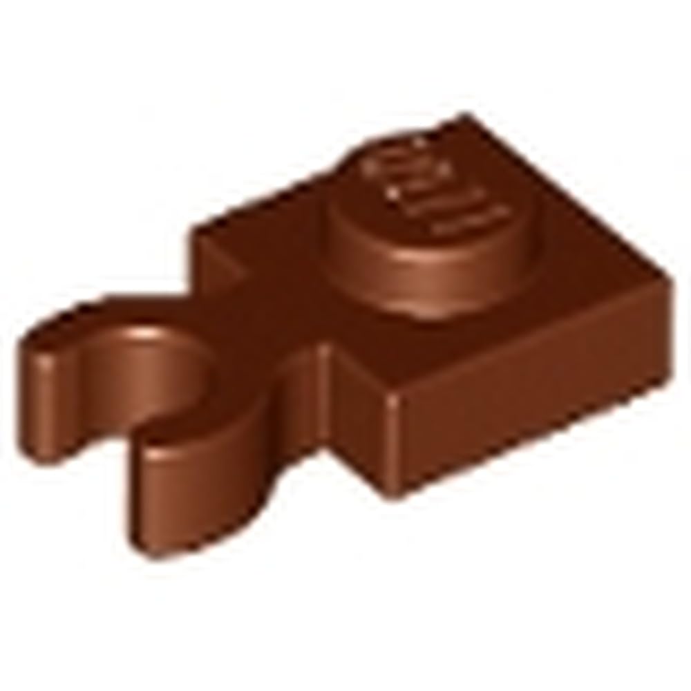 LEGO Plate Modified 1 x 1 with Open O Clip, Vertical Grip, Part 4085d (Reddish Brown, 10, count) โ image 1
