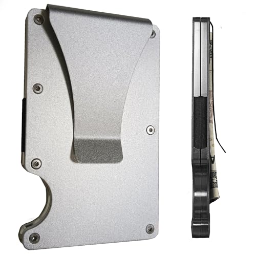 Generic Minimalist Wallet for Men, Slim Aluminum Metal Pocket Wallet with Money Clip, Blocks RFID Scanners ID Card Holder(Silver)