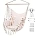 DYTWXG Sedia Amaca Altalena con Corda Sospesa, Max 330 Libbre, Sedile con 2 Cuscini e Kit Hardware, Perfetto per Interni, Esterni, Casa, Camera da Letto, Patio, Cortile, Terrazza, Giardino, Bianco
