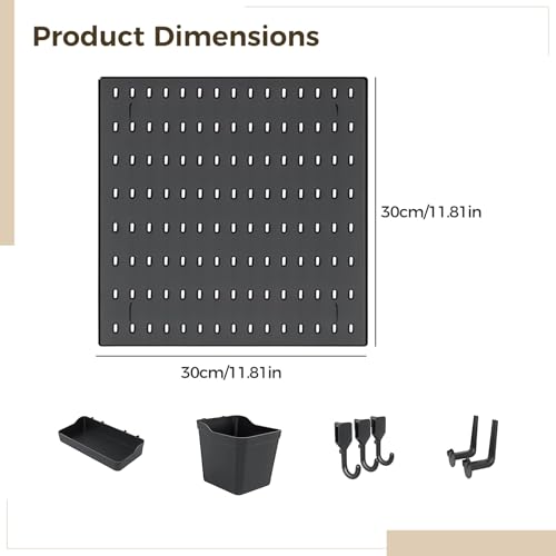 Packool Stecktafel-Set, platzsparender Wand-Stecktafel-Organizer mit 4 Stecktafeln, 14 Haken, 4 Regalen für das Home Office