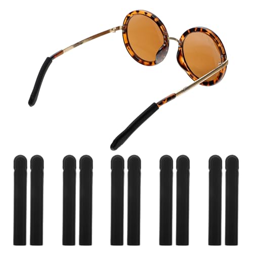 Qianyu 5 Pairs Glasses Ear Cushion Silicone Eyeglasses Ear Grippers Anti-Slip Eyeglasses Temple Tips Sleeve Soft Ears Pads Ends Arm Covers Ears Behind Guards for Pain and Glasses Slip