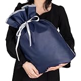 ラッピング プレゼント 袋 ギフトバッグ 【ふんわり不織布·リボン付き·3サイズ×5色展開】 ラッピング 袋 小 大 特大 ギフト袋 贈り物 人気 おしゃれ 収納 お祝い 記念日 結婚式 母の日 父の日 誕生日 バレンタイン クリスマス (不織布巾着袋ネイビー(XL*1))