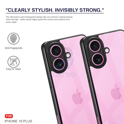 Image of AESTMO iPhone 16 Plus Back Cover | 360 Protection | Crystal Clear Hard Back Transparent | Bumper Case for iPhone 16 Plus (PC+TPU, Black Bumper)