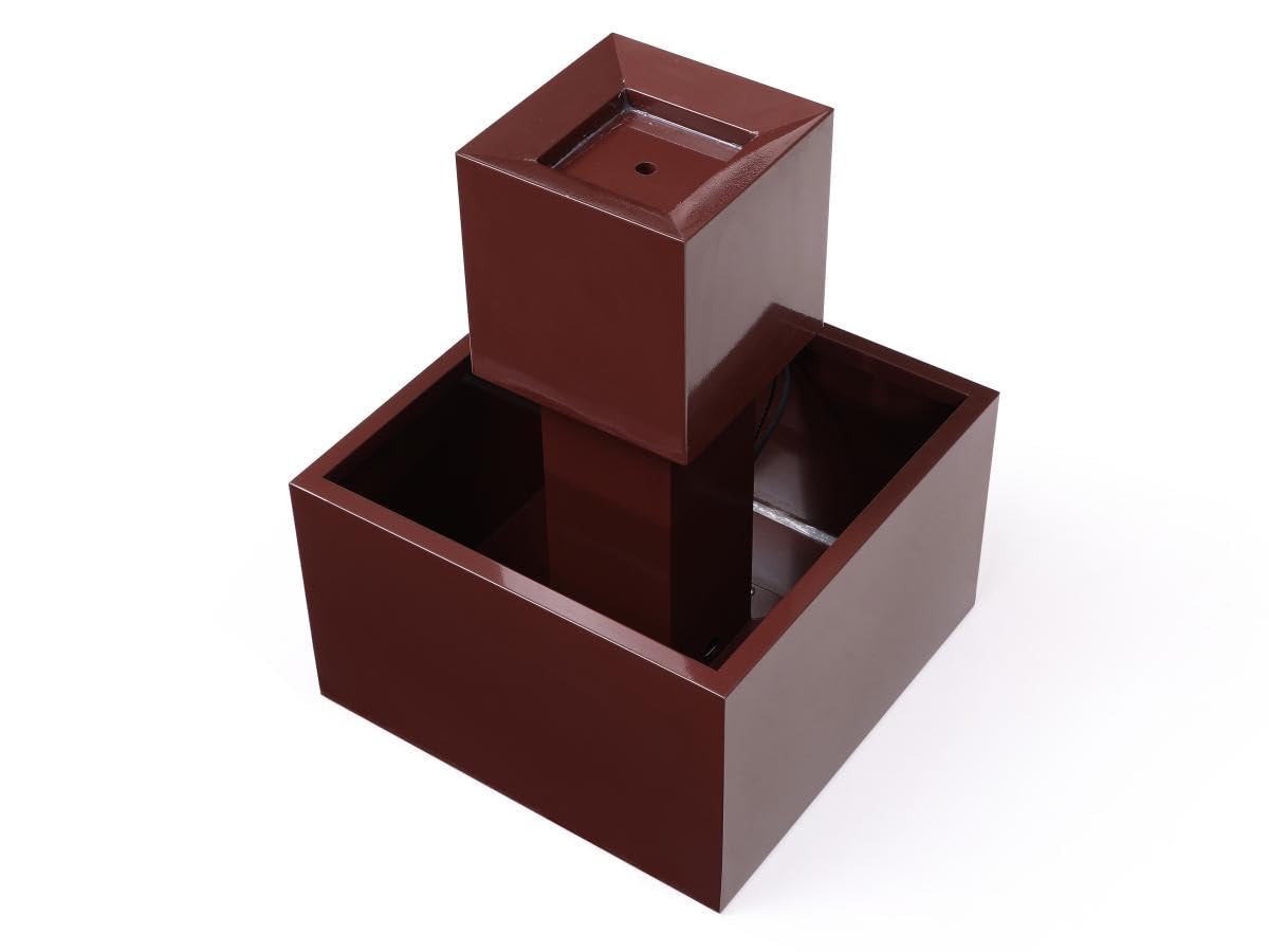 Vente-unique - Fuente de Exterior de Acero Inoxidable con LED - Alt. 65 cm - Terracota - CARDINA
