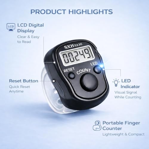 Image of PulGos 𝐏𝐚𝐜𝐤 𝐨𝐟 𝟐 Ring Tally Counter for Chanting Mantra | Finger Counter for Naam Jap, Meditation, Prayer & Pooja | Smooth Click & 𝐀𝐜𝐜𝐮𝐫𝐚𝐭𝐞 Counting Machine for Jap Mala & Umpire Use