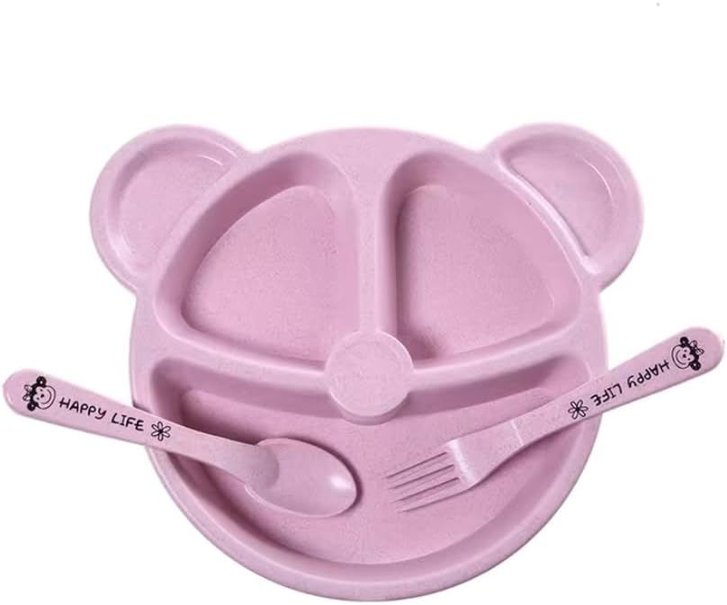 New kids plate set Unbreakable Plates - Reusable Plate Set - Dishwasher - Perfect for Dinner Dishes - Healthy for Kids Children Toddler & Adult, BPA Free & Eco-Friendly Medium Kids plate set pink