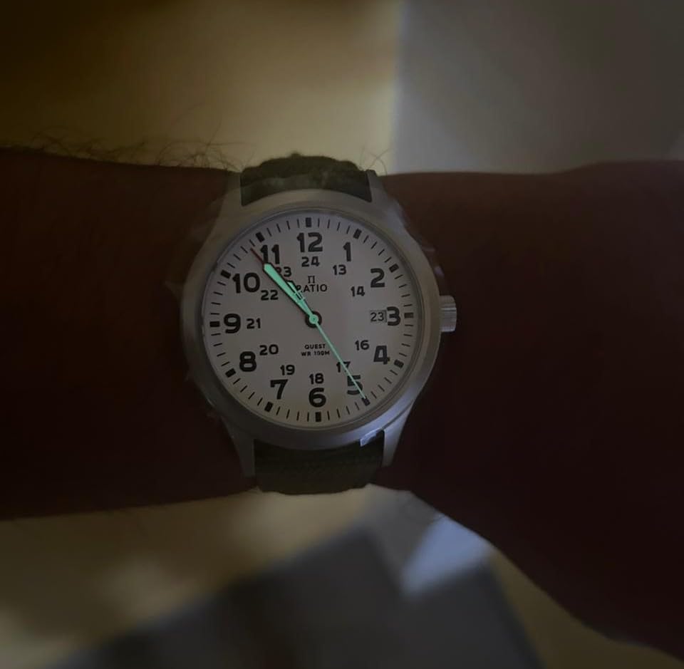 Image of RATIO Field Watch Sapphire Crystal Nylon Strap Easy Reader Casual Watch Japanese Quartz 100m Water Resistant Military Watch for Men
