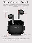 Lenovo E310 Ecouteurs stéréo sans fil True Bluetooth 5.3 ENC Bruit-annulation des écouteurs avec 13mm Type de haut-parleur-C Charge 20h Batterie Life for Music Calls Confortable Fit Earbuds sans fil - noir
