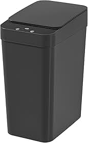 Lixeira Inteligente 12L com Sensor Automático, Tampa Touch e Movimento, Silenciosa, Design Slim, à Prova d’Água, para Banheiro, Cozinha e Quarto (Preto)