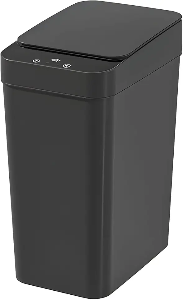 Lixeira Inteligente 12L com Sensor Automático, Tampa Touch e Movimento, Silenciosa, Design Slim, à Prova d’Água, para Banheiro, Cozinha e Quarto (Preto)
