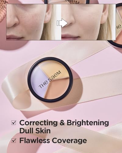 Image of THESAEM Cover Perfection Triple Pot Concealer, 04 Tone Up Beige | 3-Color Multi Concealer Palette, Brightening & Vitality, For Dull Yellow Tone, Sweet Almond Oil & Herbal Water