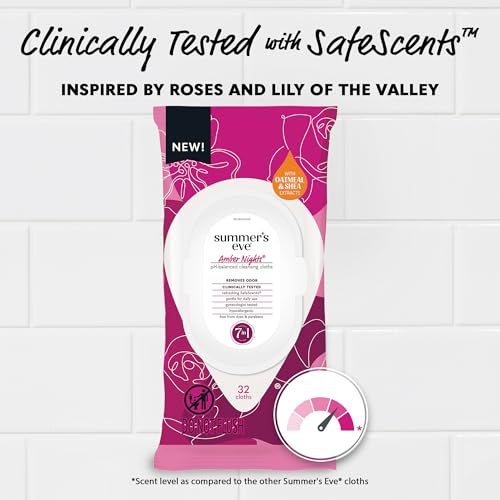 Image of Summer's Eve Feminine Wipes, Amber Nights with Oat and Shea Extracts, Vaginal Wipes, Feminine Care to Help Remove Vaginal Odor, Gynecologist Tested, 32 Wipes
