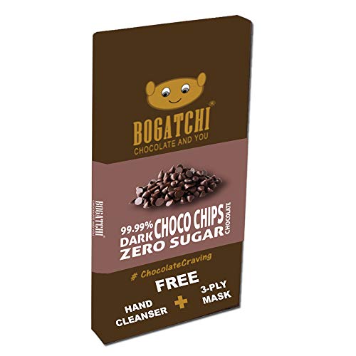 Image of BOGATCHI 99% Dark Chocolate| Dark CHOCOCHIPS| Real Cocoa Intense Dark Chocolate, 80 gm