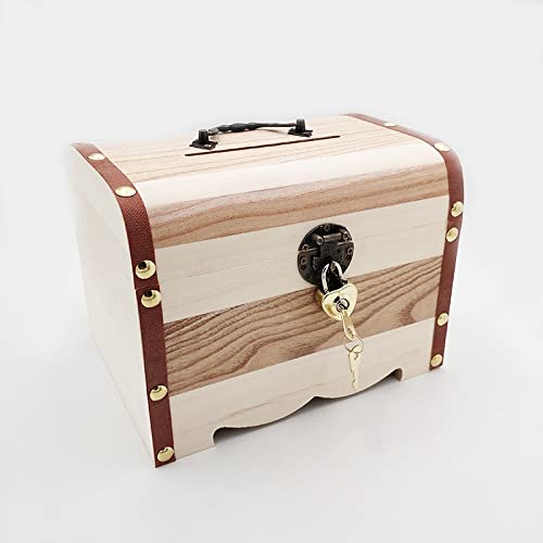 Salvadanai decorativi Change for bambini Piggy Bank Artigianato regali Scatola del tesoro con serratura moneta in legno contanti safe stoccaggio salvadanaio salvadanaio Salvadanaio di risparmio