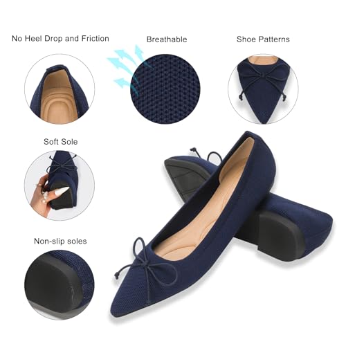 Image of Flats for Women Pointed Toe Knit Foldable Ballet Flat Shoes