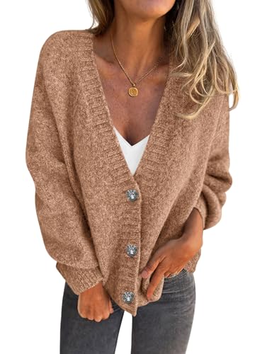 PRETTYGARDEN Cardigan Sweaters for Women Trendy Fall 2025 Long Sleeve Button Down Oversized Chunky Knit Sweater Outerwear