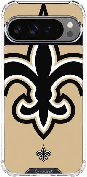 Skinit Clear Phone Case Compatible with Google Pixel 10 Pro - Officially Licensed NFL New Orleans Saints Black & White Design