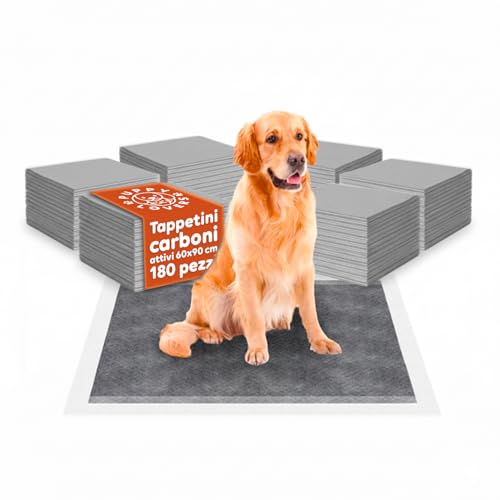 Avilia – Set 180 Traversine Cani 60×90 al Carbone Attivo con Adesivi Anti-Odore, Assorbenza SAP Potenziata, Uso per Addestramento e Supporto Igienico Domestico, Dermatologicamente Sicure