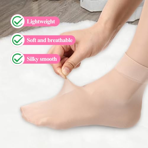 Image of 12 Pairs Nylon Socks with Reinforced Toe High Sheer Ankle Socks Ankle Stockings Transparent Sock Thin Sock for Women